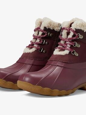 Sperry Burgundy Waterproof Faux-Shearling Lace-Up Duck Boots